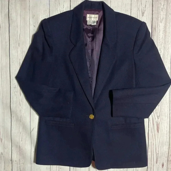 100% Pure Wool Dark Blue Vintage Blazer by Potomac Collection - Picture 2 of 6